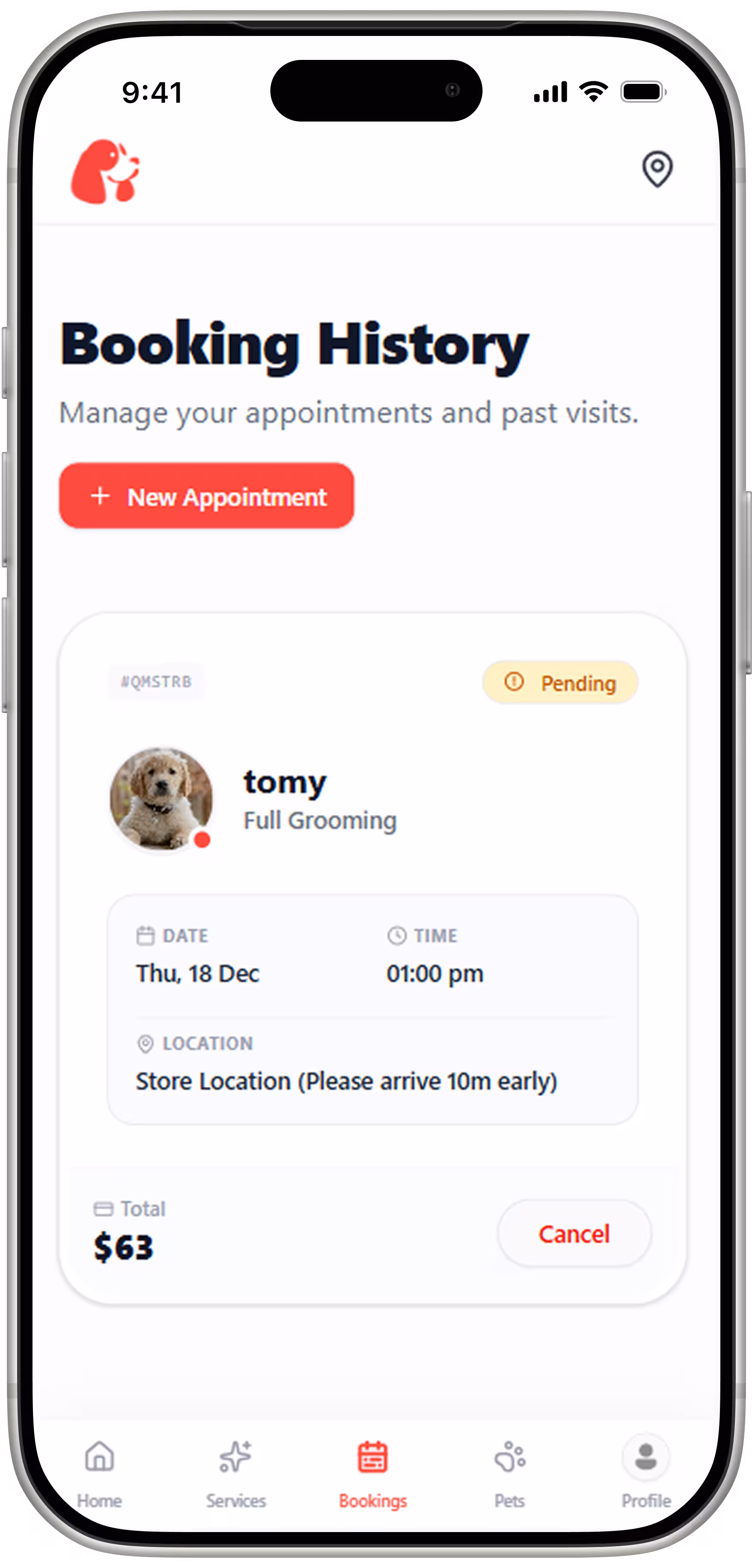 Comprehensive Appointment History: An organized log of past and upcoming visits, enabling users to track their spending, review past service details, and quickly rebook their favorite treatments.